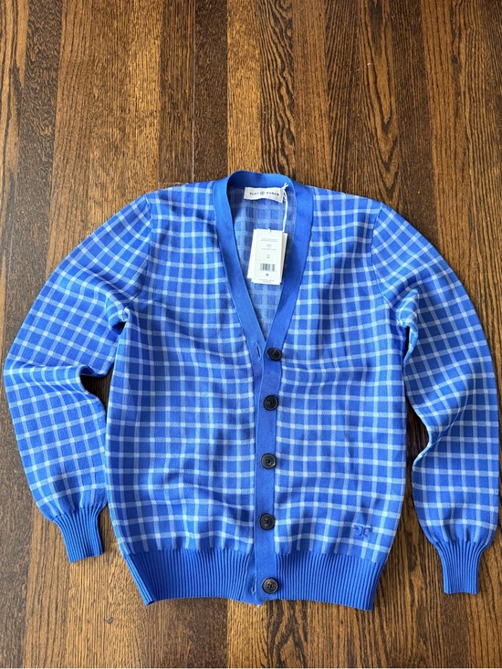 Tory Burch Sweaters - Tory Burch Blue Plaid Cardigan Sweater XS